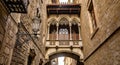 Bishop`s Bridge in Barri Gotic quarter of Barcelona, Spain Royalty Free Stock Photo