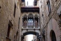 Bishop`s Bridge El Pont del Bisbe in Barcelona`s Gothic Quarter Royalty Free Stock Photo