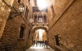 Bishop\'s Bridge in Barri Gotic of Barcelona Royalty Free Stock Photo