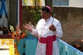 Bishop Shyamal Bose leads prayer at the tomb of Croatian missionary, Jesuit father Ante Gabric in Kumrokhali, West Bengal, India