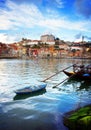 Bishops palace and Rabelo boats, Porto Royalty Free Stock Photo