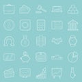 Bisiness and finance thin lines icons set