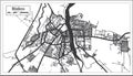 Biskra Algeria City Map in Retro Style in Black and White Color. Outline Map