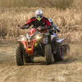 Driving 4x4 quad on gravel roads. Royalty Free Stock Photo