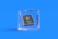 Bismuth Bi chemical element of periodic table in ice cube Royalty Free Stock Photo