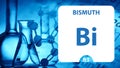 Bismuth Bi, chemical element sign. 3D rendering isolated on white background. Bismuth chemical 83 element for science experiments Royalty Free Stock Photo