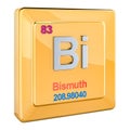 Bismuth Bi, chemical element sign with number 83 in periodic table. 3D rendering Royalty Free Stock Photo