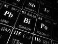 Bismuth on the periodic table of the elements Royalty Free Stock Photo