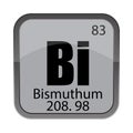 Bismuthum 208.98 text. Eighty three 83. Gray square tile. Bi letter icon. Royalty Free Stock Photo