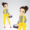 Bisness Girl In Yellow Suit Royalty Free Stock Photo