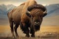 Bison of the Americas, a powerful and grand herbivore, commands the grassy expanses