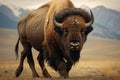 Bison of the Americas, a powerful and grand herbivore, commands the grassy expanses