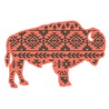 Bison aztec style. Tribal design ethnic ornaments vector print art color graphic illustration isolated on white Royalty Free Stock Photo