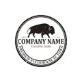 Bison Bull Buffalo Angus Silhouette Steak Vintage Retro Logo design Royalty Free Stock Photo