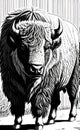 bison-Black and white line art for coloring. generative AI