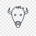 Bison concept vector linear icon isolated on transparent background, Bison concept transparency logo in outline style
