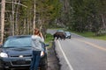 Bison Crossing the Road