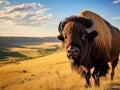Ai Generated illustration Wildlife Concept of Bison in Grasslands Wind Cave National Park South Dakota