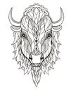 Bison head zentangle stylized, vector, illustration, freehand pe Royalty Free Stock Photo