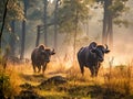 Ai Generated illustration Wildlife Concept of Bison from kanha