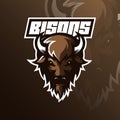 Bison logo mascot design vector with modern illustration concept style for badge, emblem and tshirt printing. bison head