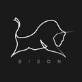 Bison logo, One line, design silhouette