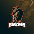 Bison mascot logo design vector with modern illustration concept style for badge, emblem and t shirt printing. angry bison