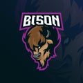 Bison mascot logo design vector with modern illustration concept style for badge, emblem and t shirt printing. bison head
