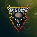 Bison mascot logo design vector with modern illustration concept style for badge, emblem and tshirt printing. angry head bison