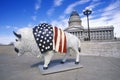 Bison painted with American flag, Community art project, Winter Olympics, state capitol, Salt Lake City, UT Royalty Free Stock Photo