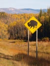 Bison road sign