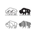 bison set collection logo design vector Royalty Free Stock Photo