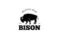 Bison Silhouette Vintage Logo Wild Buffalo Animal