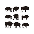 bison silhouettes free vector illustration Royalty Free Stock Photo
