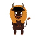 Bison standing on two legs cartoon character. Royalty Free Stock Photo
