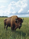 Bison in tall grass Royalty Free Stock Photo