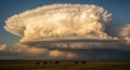 Bison Under Dramatic Thunderstorm Cloud Royalty Free Stock Photo