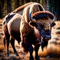 Bison wild animal living in nature, part of ecosystem