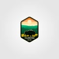 Bison on yellowstone national park logo vector illustration