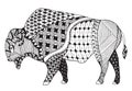 Bison zentangle stylized, vector, illustration, freehand pencil. Royalty Free Stock Photo