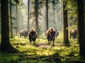 Ai Generated illustration Wildlife Concept of Bisons