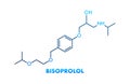 Bisoprolol concept chemical formula icon label, text font vector illustration