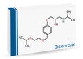 Bisoprolol molecule. It is cardioselective beta-blocker, used to treat high blood pressure, hypertension. Skeletal chemical