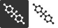Bisphenol A (BPA) plastic pollutant molecule, flat icon style. Stylized rendering. Carbon and oxygen atoms rendered as circles,