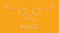Bisphenol A diglycidyl ether BADGE, DGEBA epoxy glue constituent molecule. Skeletal formula.