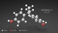 bisphenol a molecule, 3d ball and stick model, molecular structure of BPA with color-coded atoms