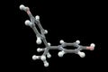 Bisphenol A molecule, 3D illustration. Organic compound used in manufacturing of plastics Royalty Free Stock Photo