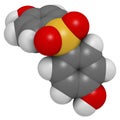 Bisphenol S BPS plasticizer molecule. Used as curing agent in epoxy glues and as alternative to BPA.