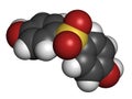 Bisphenol S BPS plasticizer molecule. Used as curing agent in epoxy glues and as alternative to BPA.