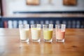 bisque tasting trio in small glass cups